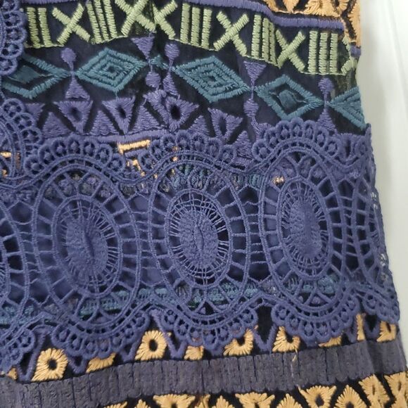 🌞Cato Sleeveless Women’s Lace, Embroidered Navy Boho Design Midi Dress, 14 NWT - Picture 4 of 8